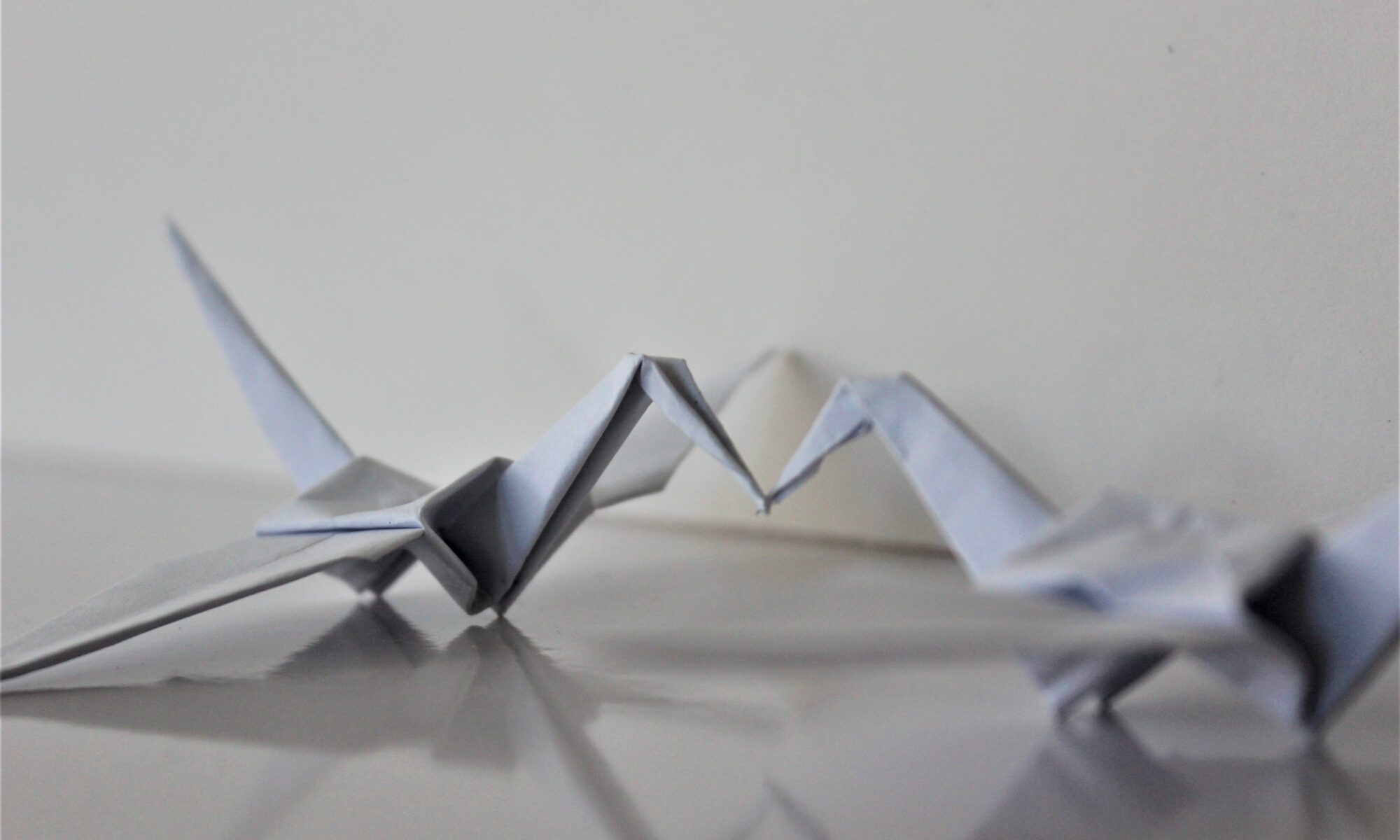 Two paper cranes